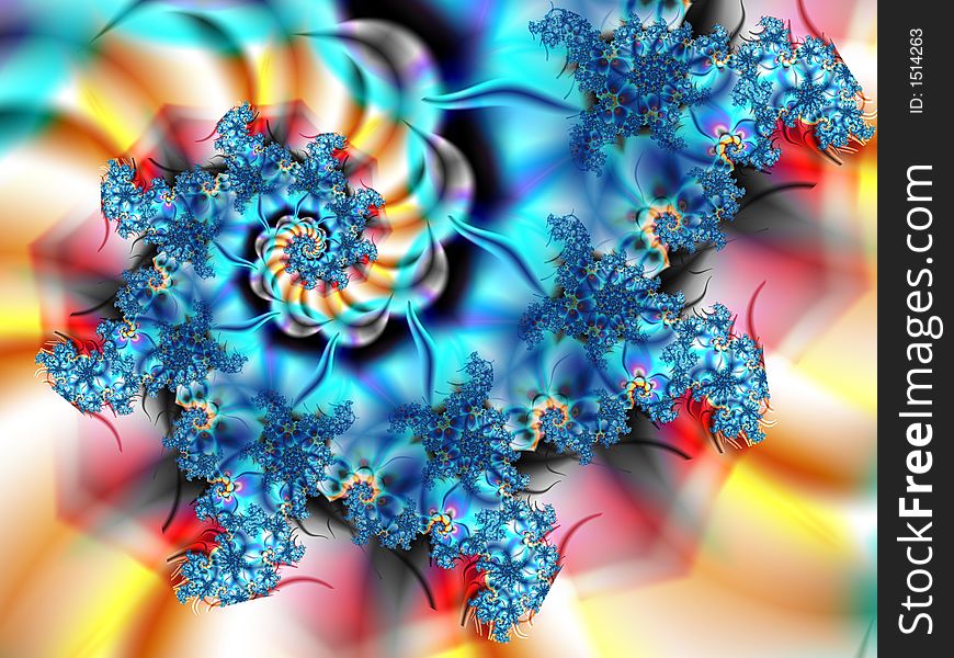 Colorful sipral fractal with waves