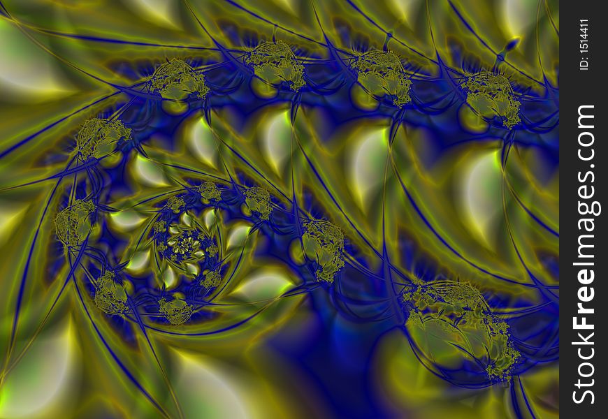 Gold and blue spiral fractal