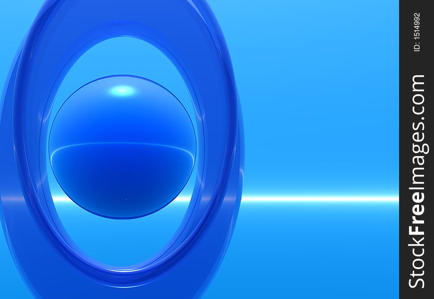 Frameb blue sphere - 3d scene. Frameb blue sphere - 3d scene