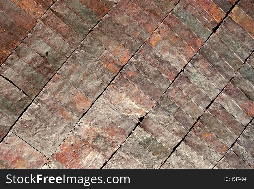 Closeup of rustic sheet metal suitable as an abstract background