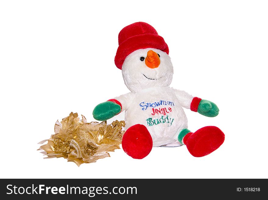 New-year snow man and fir-tree toy on a white background