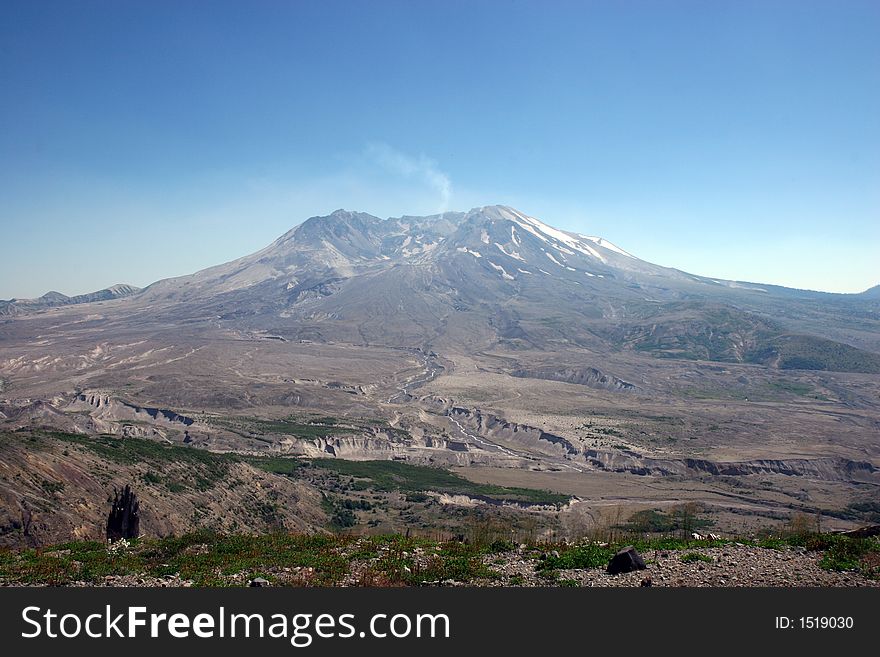 Mount St Helens during a minor eruption.
