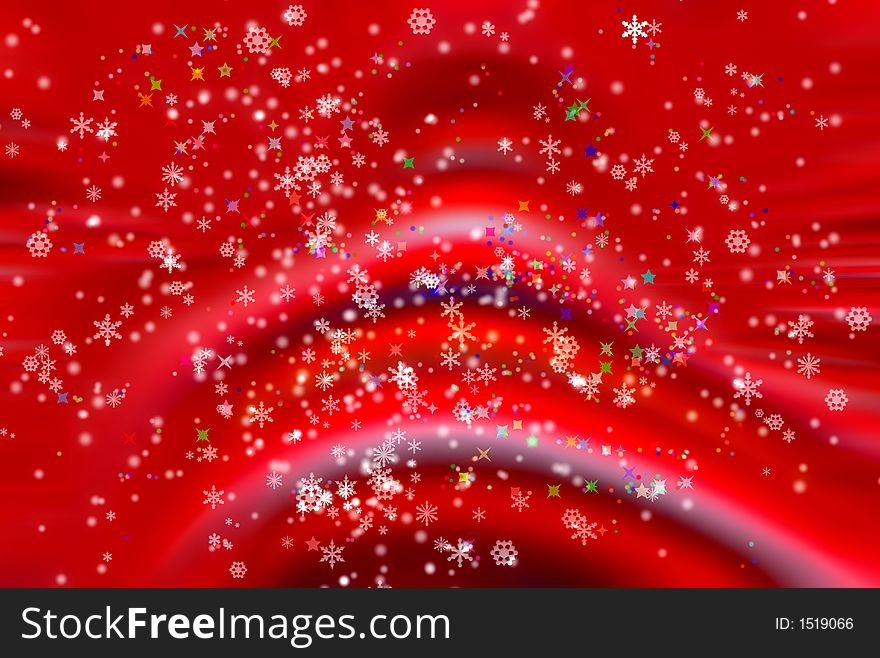 Snow flakes on red background