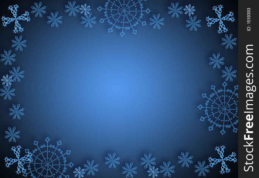 Computer generated illustration of snowflakes frame. Computer generated illustration of snowflakes frame