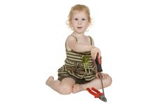 Girl With A Screwdriver And Pliers Royalty Free Stock Image Girl With A Screwdriver And Pliers Royalty Free Stock Image