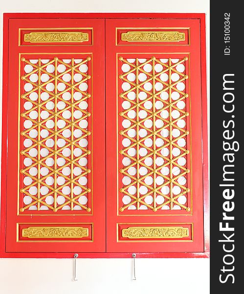 The red window with gold texture in chinese style.