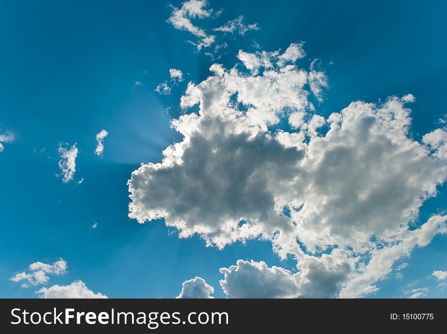 Blue sky with clouds sunny day.