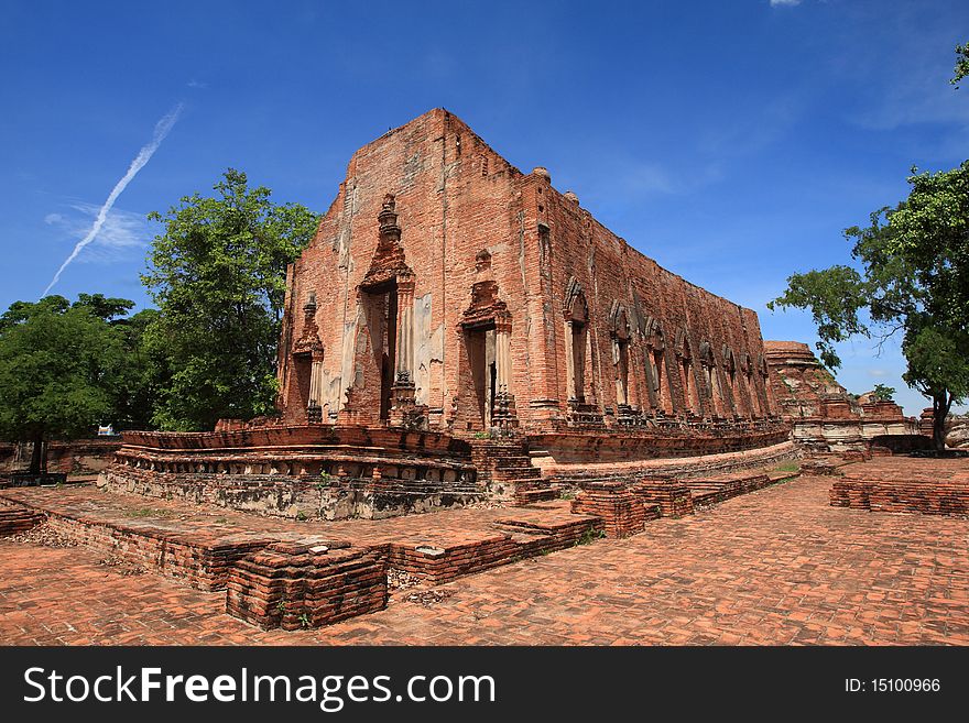 Ruined Old Temple Ayutthaya, Thailand,