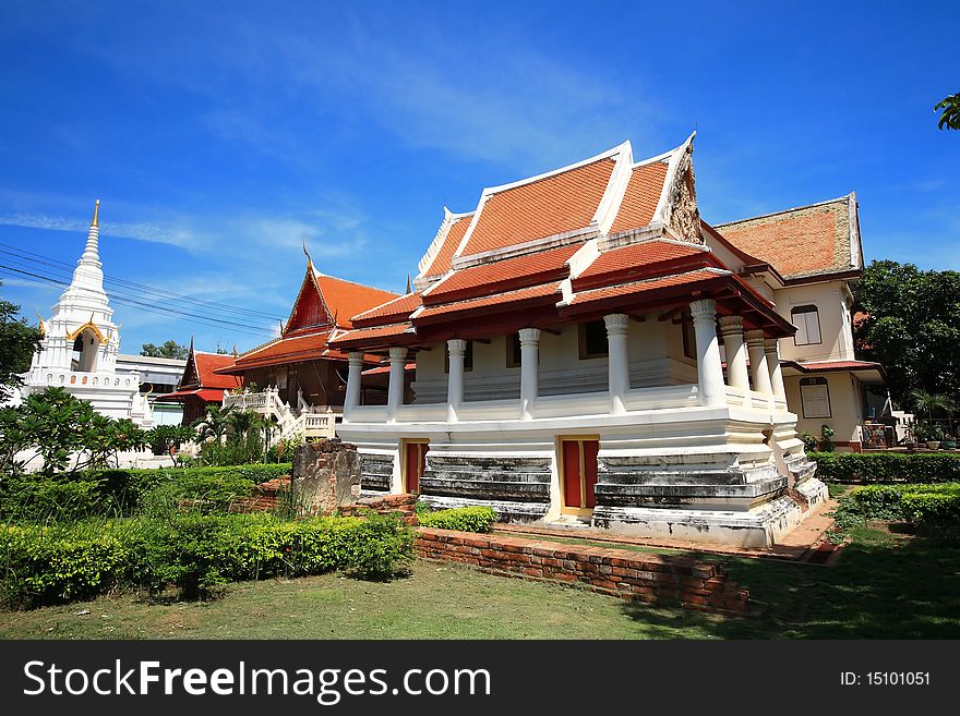 Old Temple with blue sky,  Ayutthaya, Thailand,. Old Temple with blue sky,  Ayutthaya, Thailand,