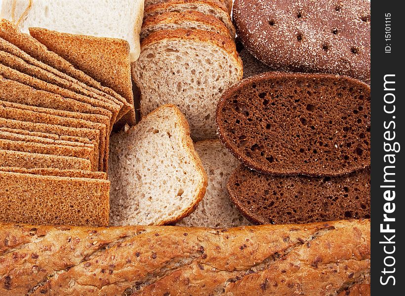 Background with different kinds of bread. Background with different kinds of bread