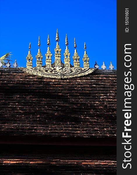 Art design of decoration on roof of temple in Laos. Art design of decoration on roof of temple in Laos