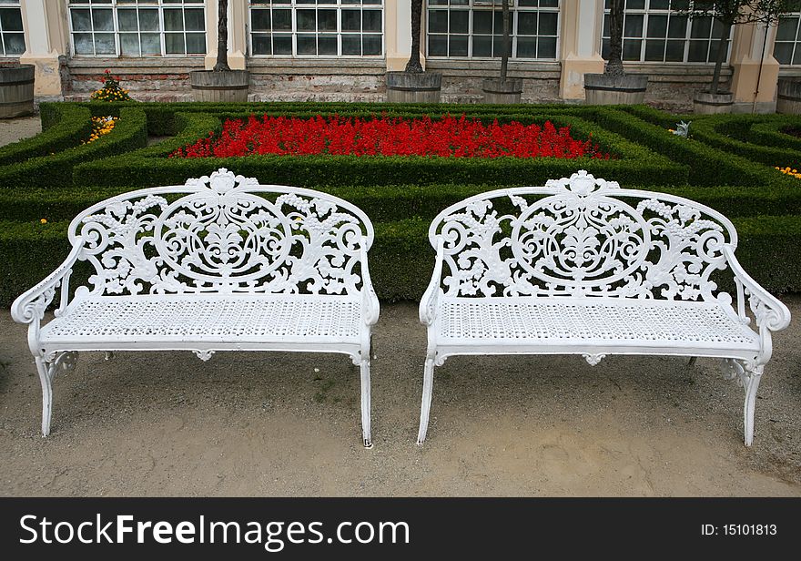 Flower garden of Castle in Kromeriz, Czech Republic