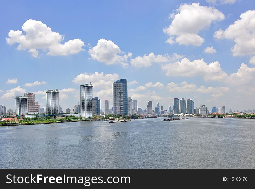 Bangkok City and Chao Pra Ya River in Thailand. Bangkok City and Chao Pra Ya River in Thailand