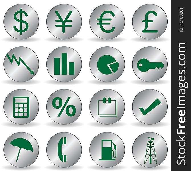 Set of silver finance icons