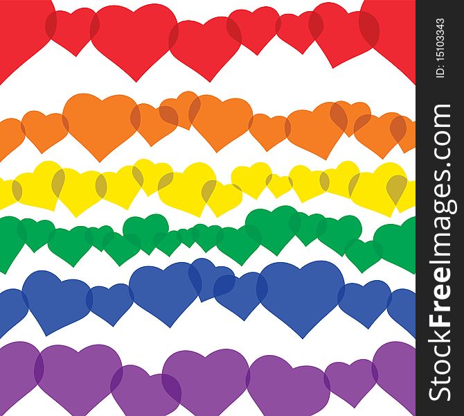 Illustration of rainbow colored hearts