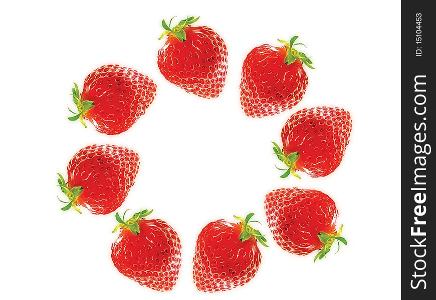 Plenty of strawberry in  A circle