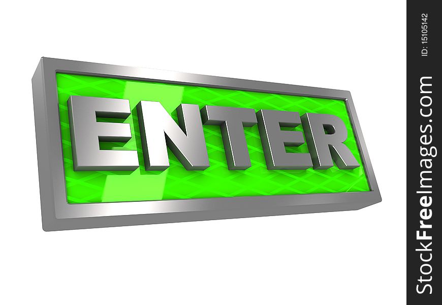 Abstract 3d illustration of enter sign, isolated over white background