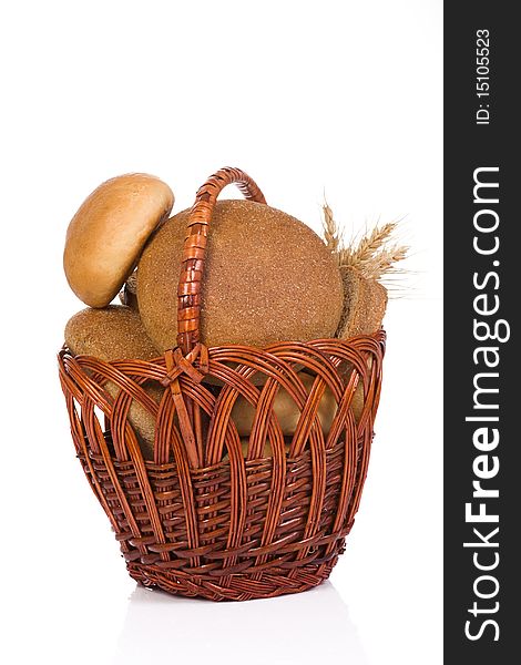 Isolated full basket with bread