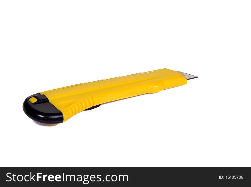 Yellow and black knife on white