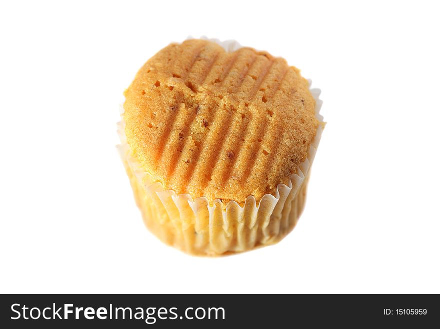 Close up of a cupcake isolated on white background.