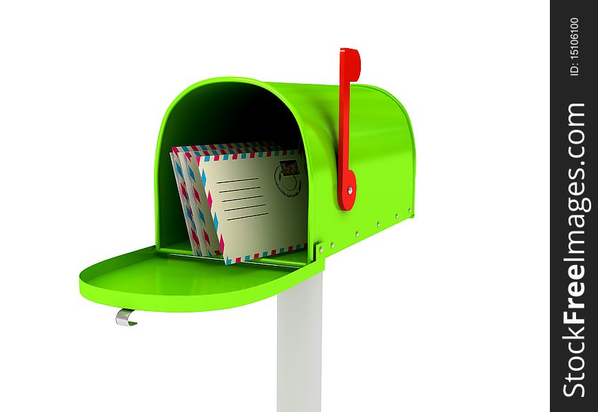 Mailbox over white background. 3d rendered image