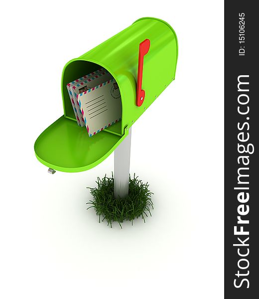 Mailbox over white background. 3d rendered image