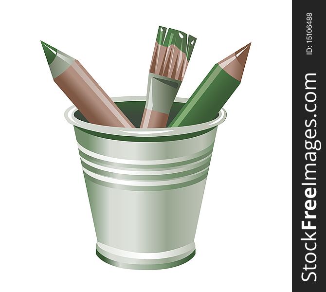 Vector paintbrushes icon in green tones