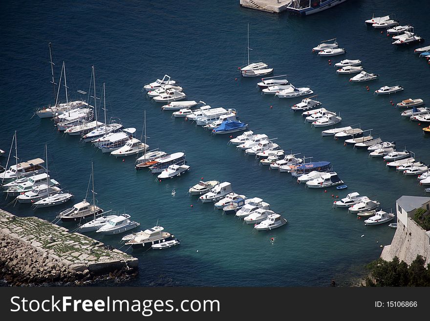 Dubrovnik harbor in Adriatic sea, Croatia