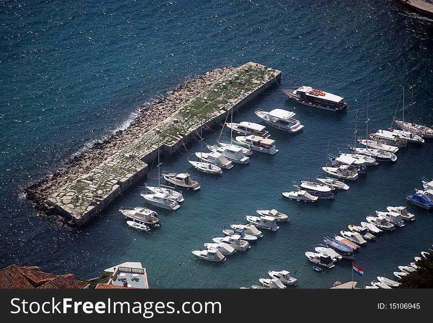 Dubrovnik harbor in Adriatic sea, Croatia