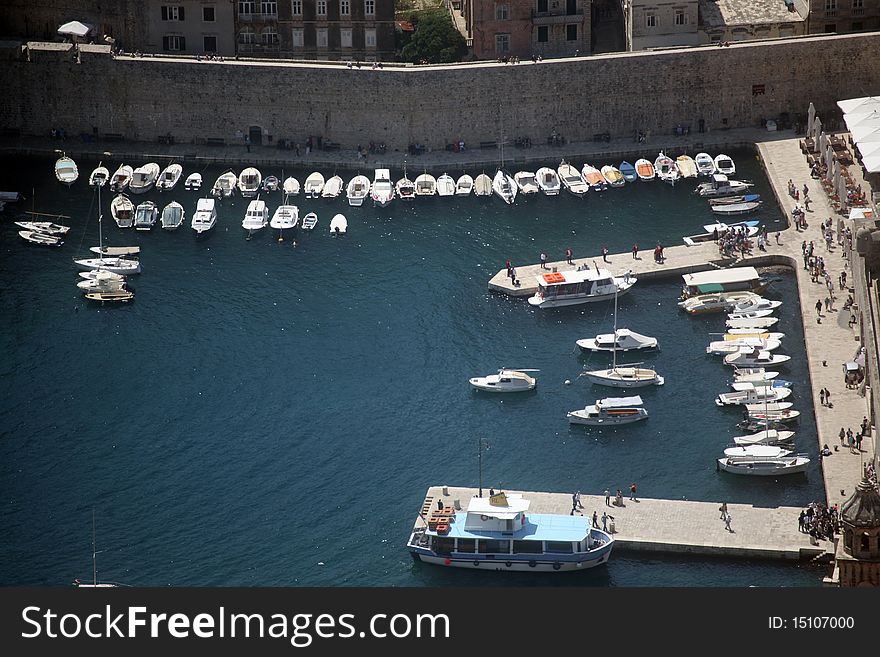 Dubrovnik harbor in Adriatic sea, Croatia
