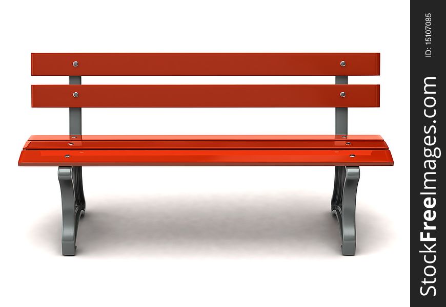 Red bench isolated on white backgroun