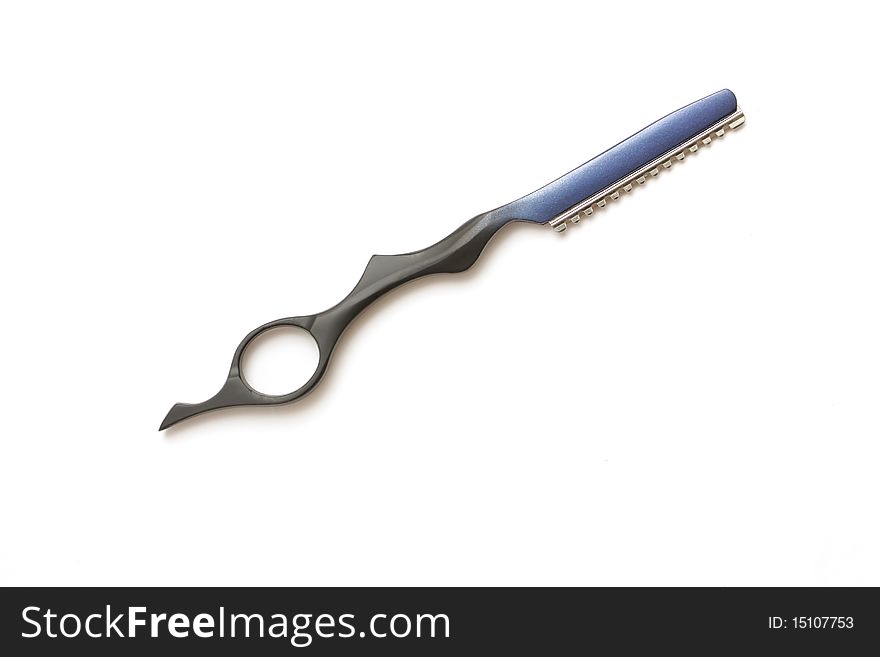 Modern professional hairdresser styling razor isolated on a white background