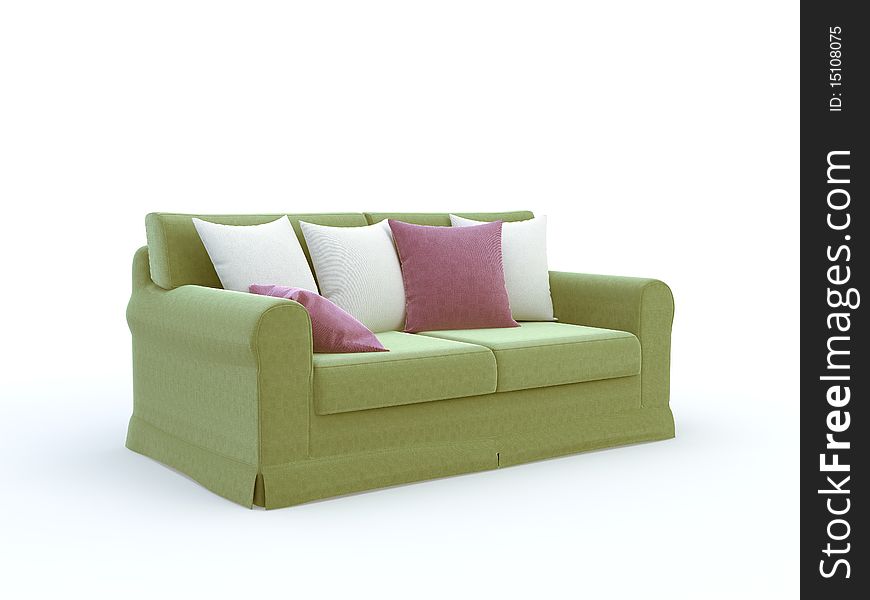 Stylish 3d sofa on the white background. Stylish 3d sofa on the white background