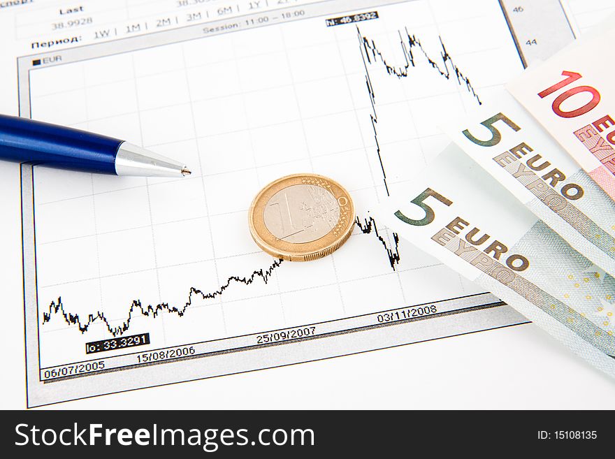 Business diagram on financial report with euros