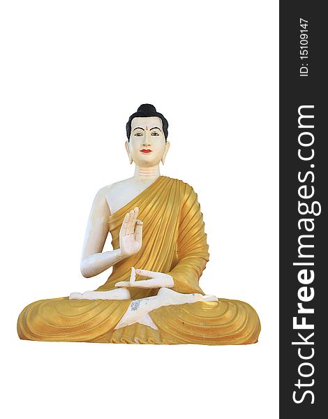 Big thai buddha statue isolated on white background