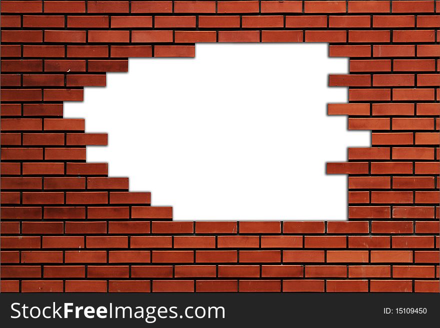 Part of brick wall. Red