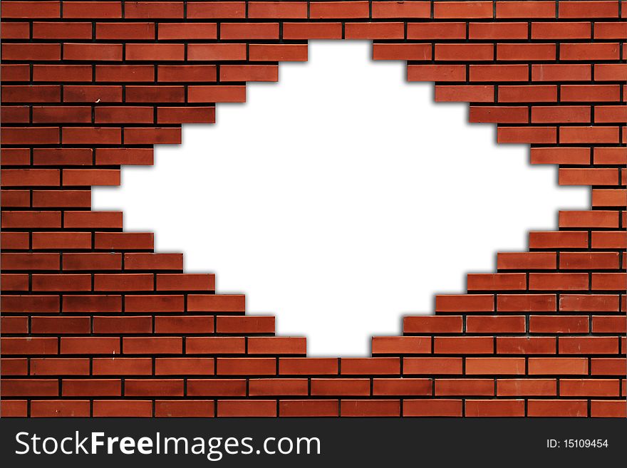 Part of brick wall. Red