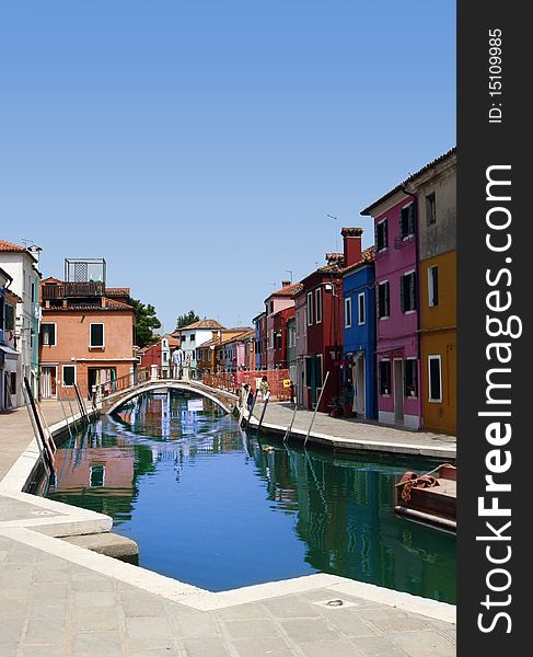 Multi-color houses and bridges of Venice