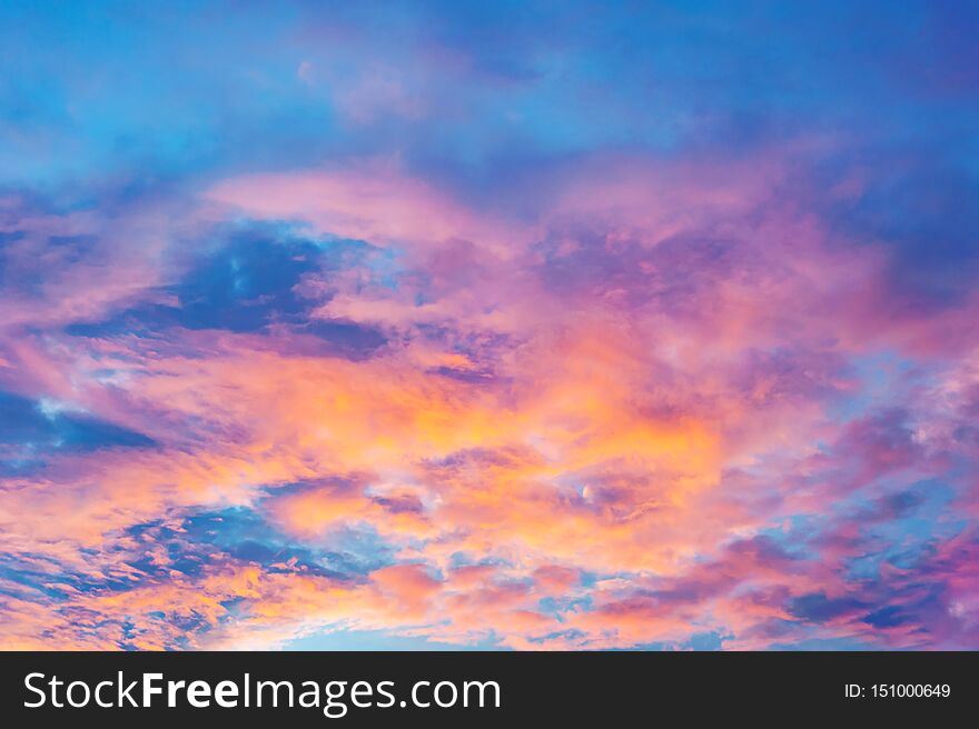 Abstract sky with cloud and color of sunset or sunrise in twilight