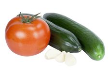Tomato, Cucumber And Garlic Royalty Free Stock Photo Tomato, Cucumber And Garlic Royalty Free Stock Photo