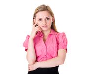 Young Attractive Businesswoman, Hard Desicion Stock Images Young Attractive Businesswoman, Hard Desicion Stock Images