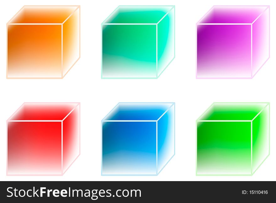 Many-coloured ice cubes isolated on white