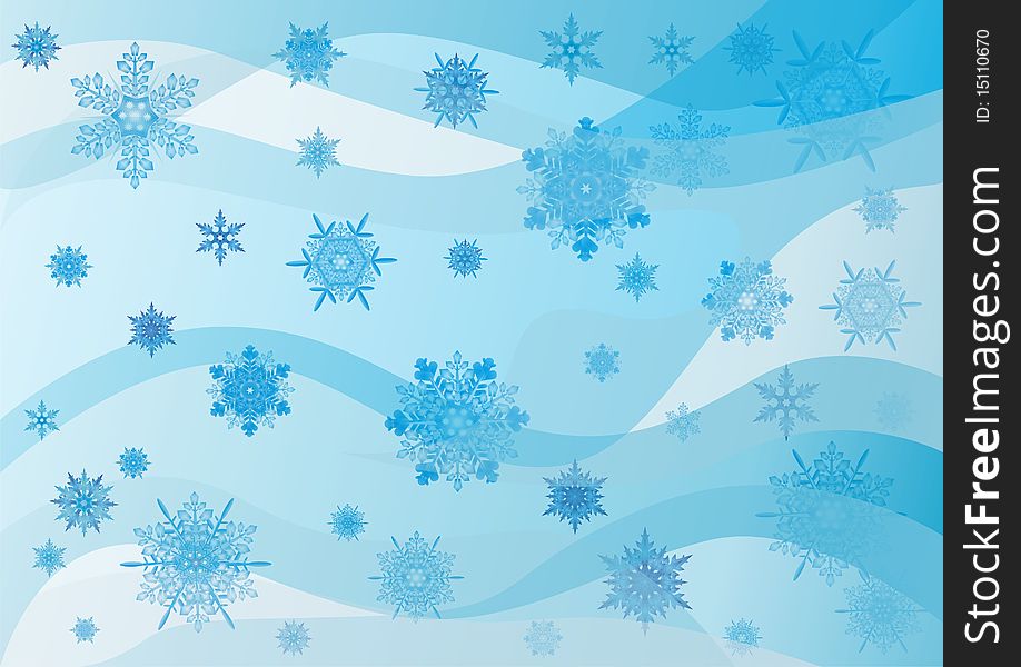 Abstract winter background of the various snowflakes