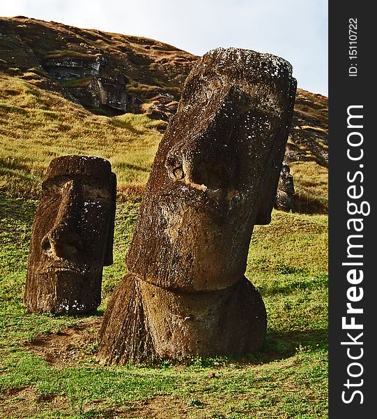 Image of the detailed carvings on Easter Island