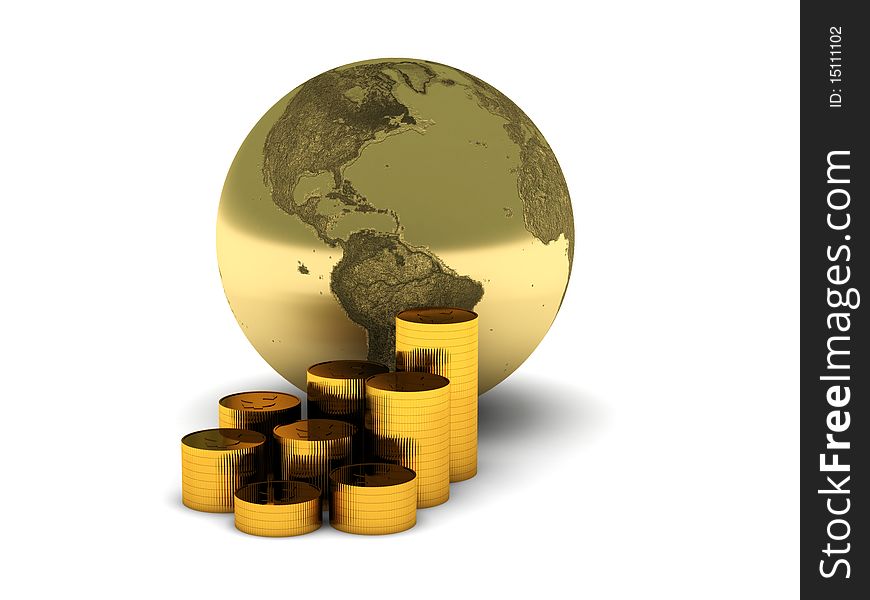 The Earth And Gold Coins