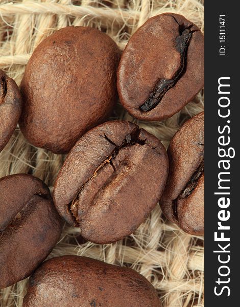 Coffee beans background sacking