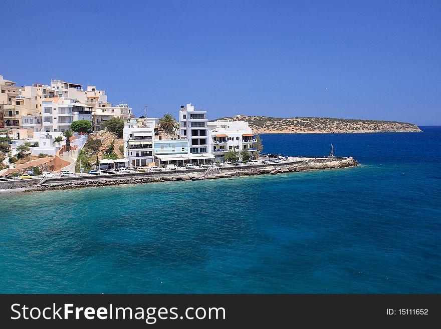 Houses near the sea in sunny day