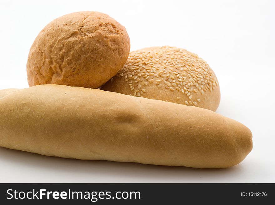 Wheat bread on the white background