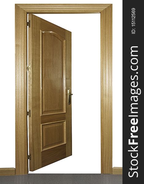 Image showing an open door with a white background add to the bottom. Image showing an open door with a white background add to the bottom