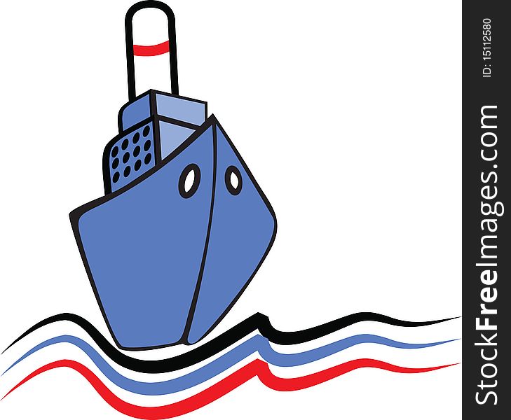 Sailing ship emblem. Vector illustration -